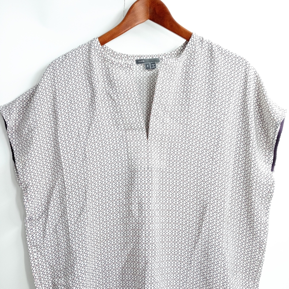 Vince Silk Purple Print Trapunto Shift Dress - Picture 3 of 13